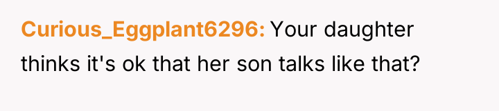 Curious_Eggplant6296 Your daughter thinks it's ok that her son talks...