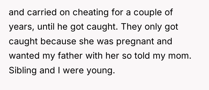 and carried on cheating for a couple of years, until...