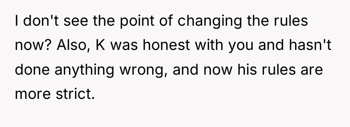 I don't see the point of changing the rules now?...