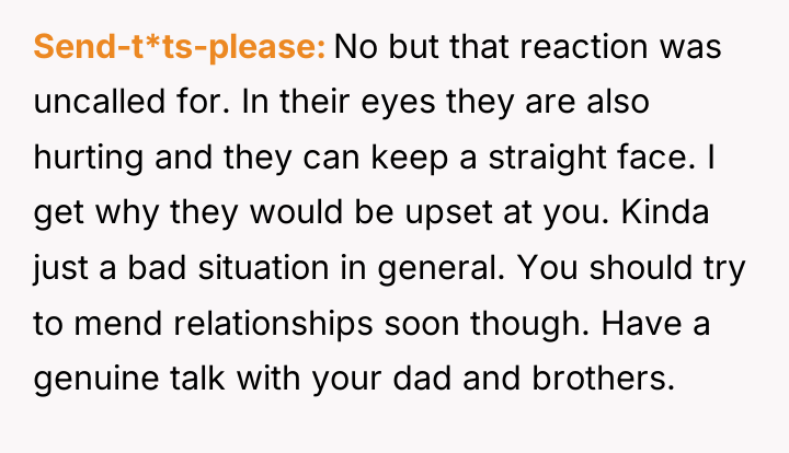 Send-t*ts-please No but that reaction was uncalled for. In their...