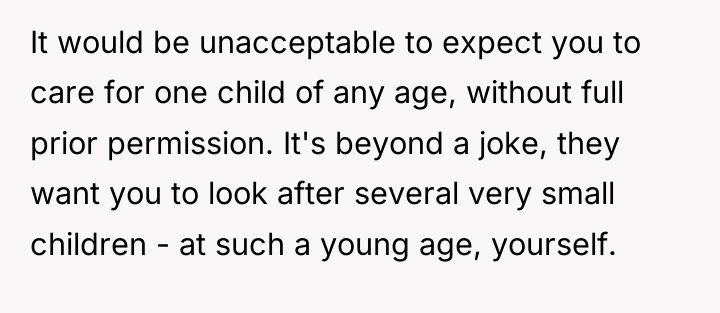 It would be unacceptable to expect you to care for...