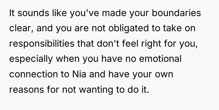 It sounds like you've made your boundaries clear, and you...