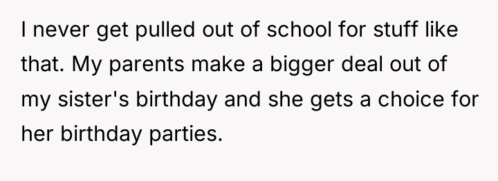 I never get pulled out of school for stuff like...
