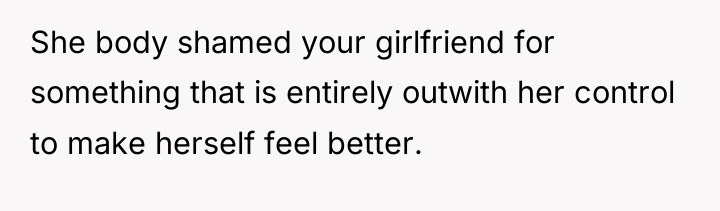 She body shamed your girlfriend for something that is entirely...