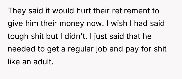 They said it would hurt their retirement to give him...