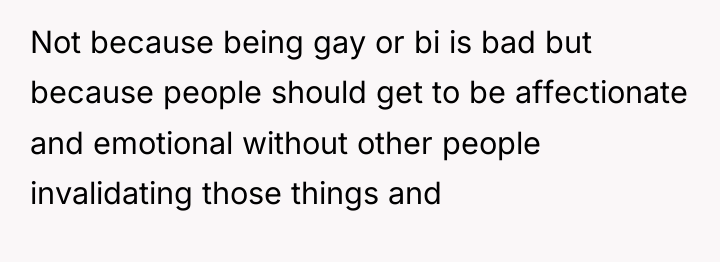 Not because being gay or bi is bad but because...