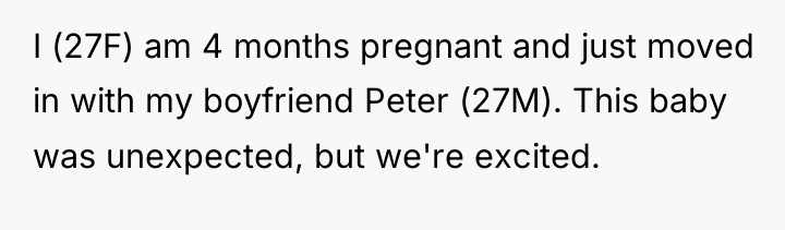 I (27F) am 4 months pregnant and just moved in...