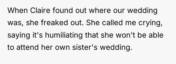When Claire found out where our wedding was, she freaked...