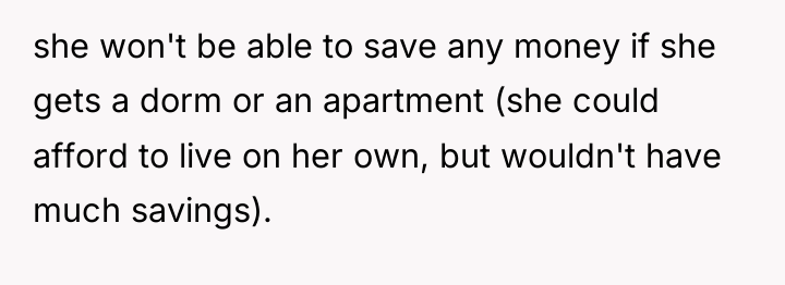 she won't be able to save any money if she...
