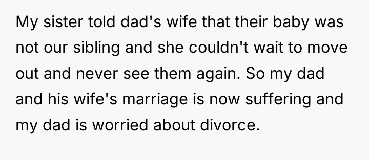 My sister told dad's wife that their baby was not...