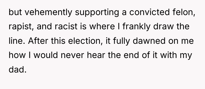but vehemently supporting a convicted felon, rapist, and racist is...