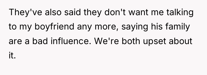 They've also said they don't want me talking to my...