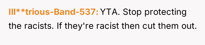 Ill**trious-Band-537 YTA. Stop protecting the racists. If they're racist then...