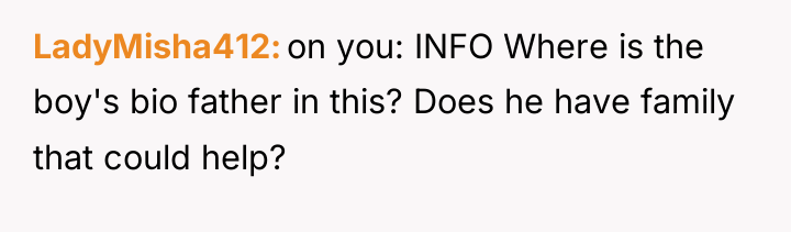 LadyMisha412 on you: INFO Where is the boy's bio father...