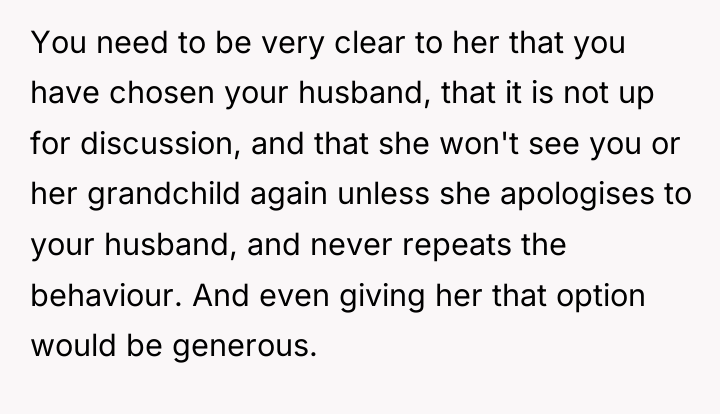 You need to be very clear to her that you...