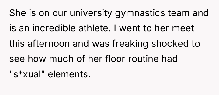 She is on our university gymnastics team and is an...