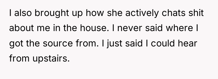 I also brought up how she actively chats shit about...