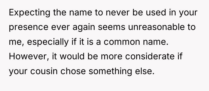 Expecting the name to never be used in your presence...