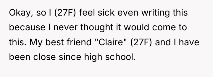 Okay, so I (27F) feel sick even writing this because...