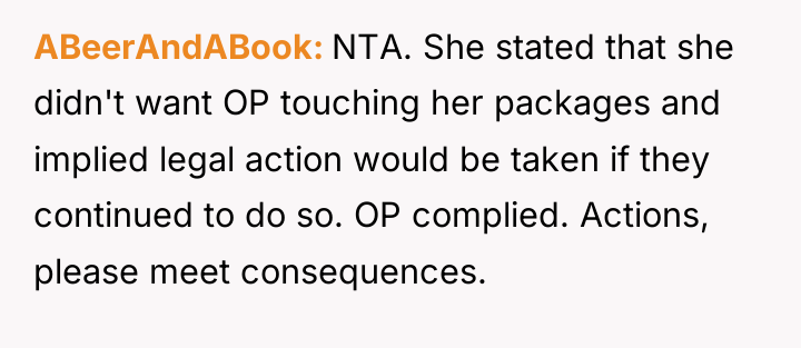 ABeerAndABook NTA. She stated that she didn't want OP touching...