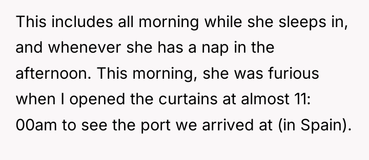 This includes all morning while she sleeps in, and whenever...