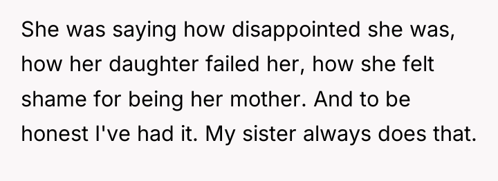 She was saying how disappointed she was, how her daughter...