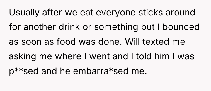 Usually after we eat everyone sticks around for another drink...