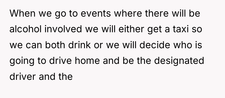 When we go to events where there will be alcohol...