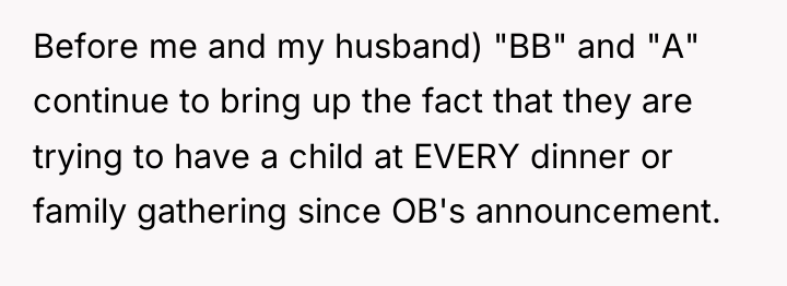 Before me and my husband) "BB" and "A" continue to...