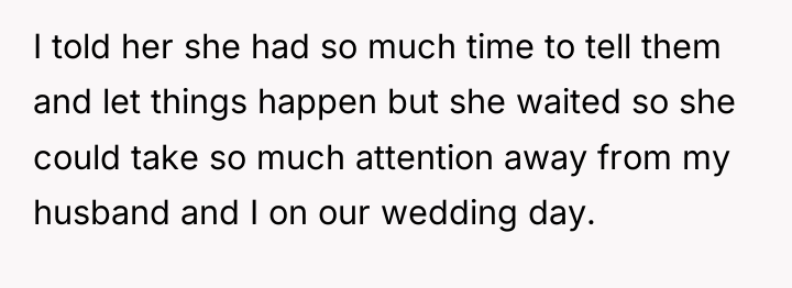 I told her she had so much time to tell...