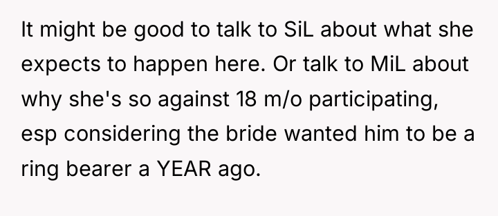 It might be good to talk to SiL about what...