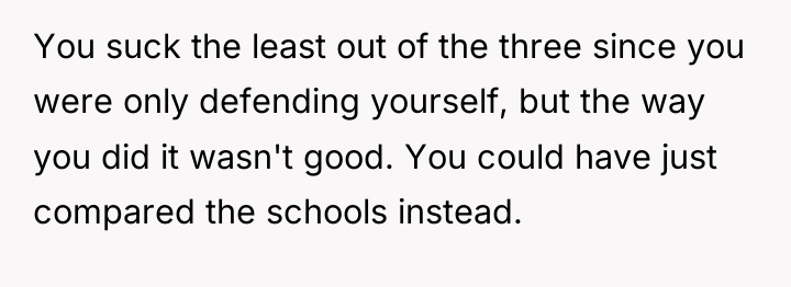 You suck the least out of the three since you...