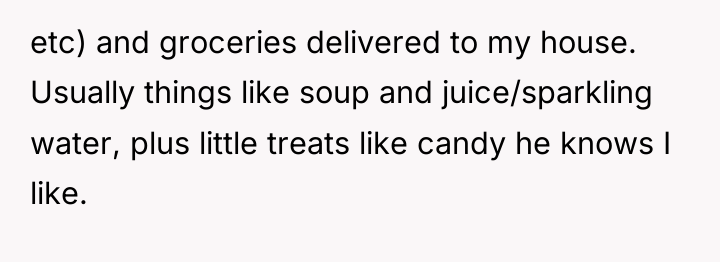 etc) and groceries delivered to my house. Usually things like...