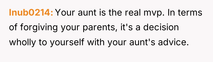 Inub0214 Your aunt is the real mvp. In terms of...