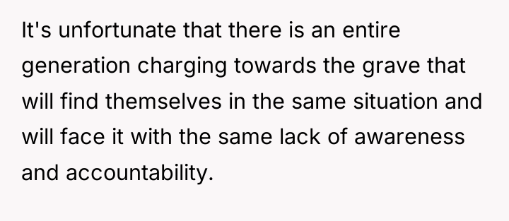 It's unfortunate that there is an entire generation charging towards...