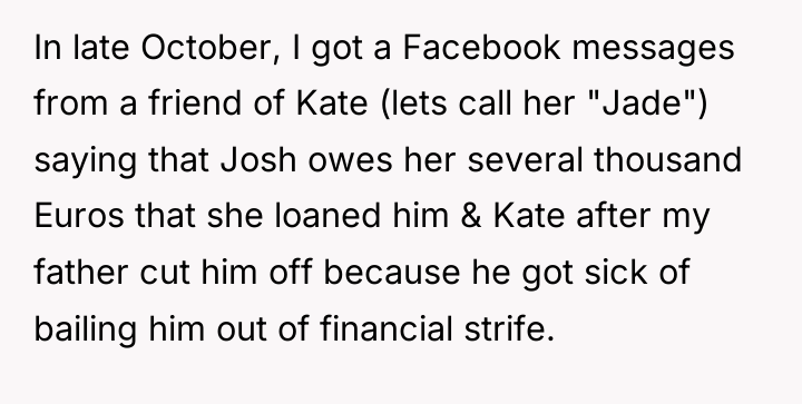 In late October, I got a Facebook messages from a...