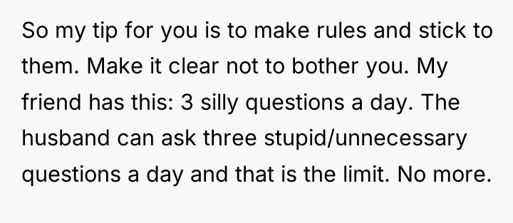 So my tip for you is to make rules and...