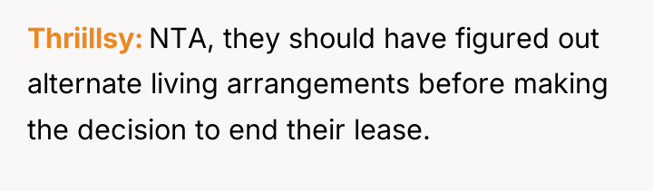 Thriillsy NTA, they should have figured out alternate living arrangements...