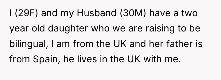 I (29F) and my Husband (30M) have a two year...