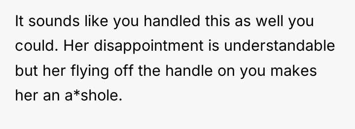 It sounds like you handled this as well you could....