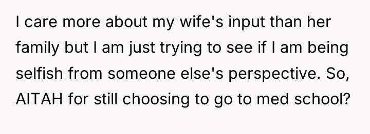 I care more about my wife's input than her family...