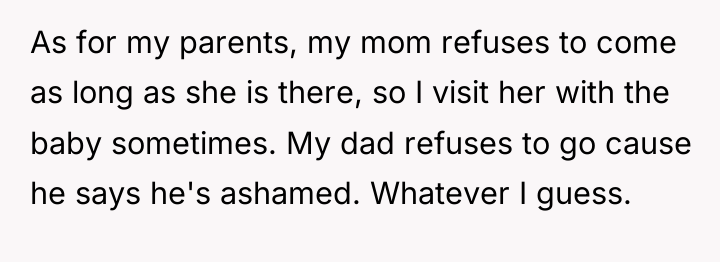 As for my parents, my mom refuses to come as...