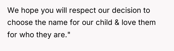 We hope you will respect our decision to choose the...