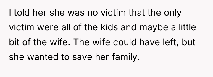 I told her she was no victim that the only...