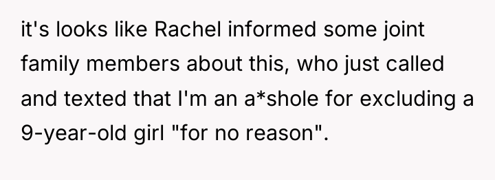 it's looks like Rachel informed some joint family members about...