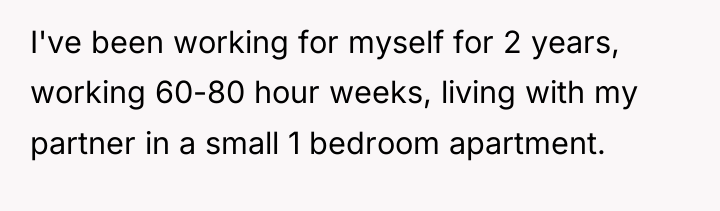I've been working for myself for 2 years, working 60-80...