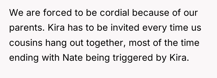We are forced to be cordial because of our parents....