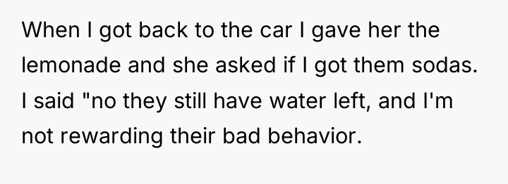 When I got back to the car I gave her...