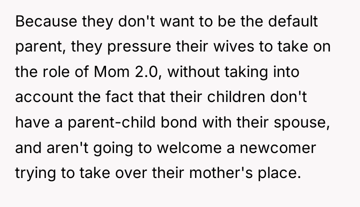 Because they don't want to be the default parent, they...