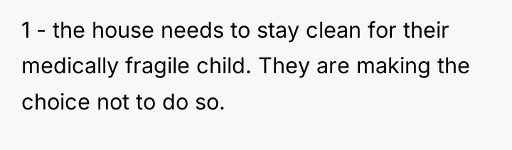 1 - the house needs to stay clean for their...